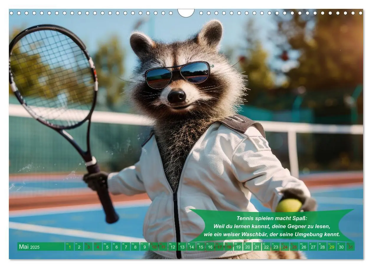 Bild: 9783457180495 | Der tierisch lustige Tennis-Kalender (Wandkalender 2025 DIN A3...