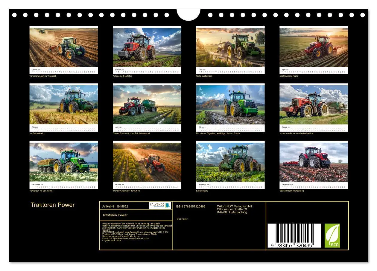 Bild: 9783457320495 | Traktoren Power (Wandkalender 2026 DIN A4 quer), CALVENDO...