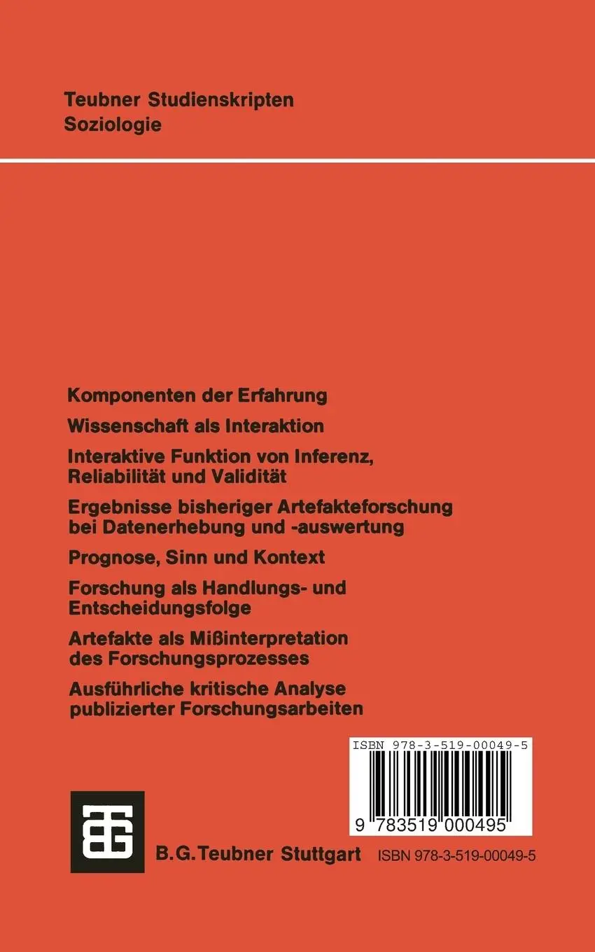 Rückseite: 9783519000495 | Methodenkritik empirischer Sozialforschung | Jürgen Kriz | Taschenbuch