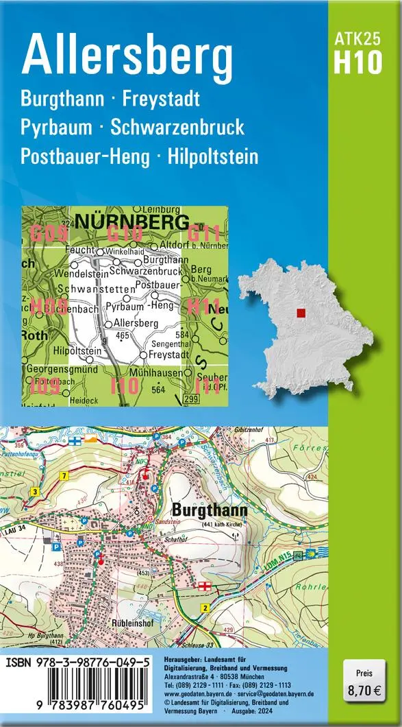 Rückseite: 9783987760495 | ATK25-H10 Allersberg (Amtliche Topographische Karte 1:25000) | Deutsch