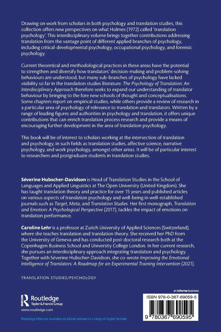 Rückseite: 9780367690595 | The Psychology of Translation | An Interdisciplinary Approach | Buch