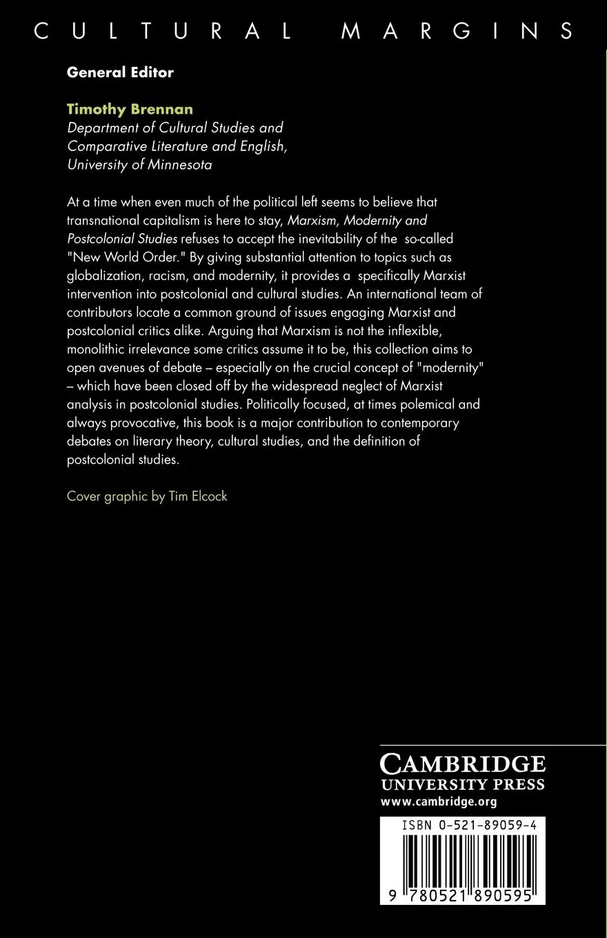 Rückseite: 9780521890595 | Marxism, Modernity and Postcolonial Studies | Bartolovich (u. a.)