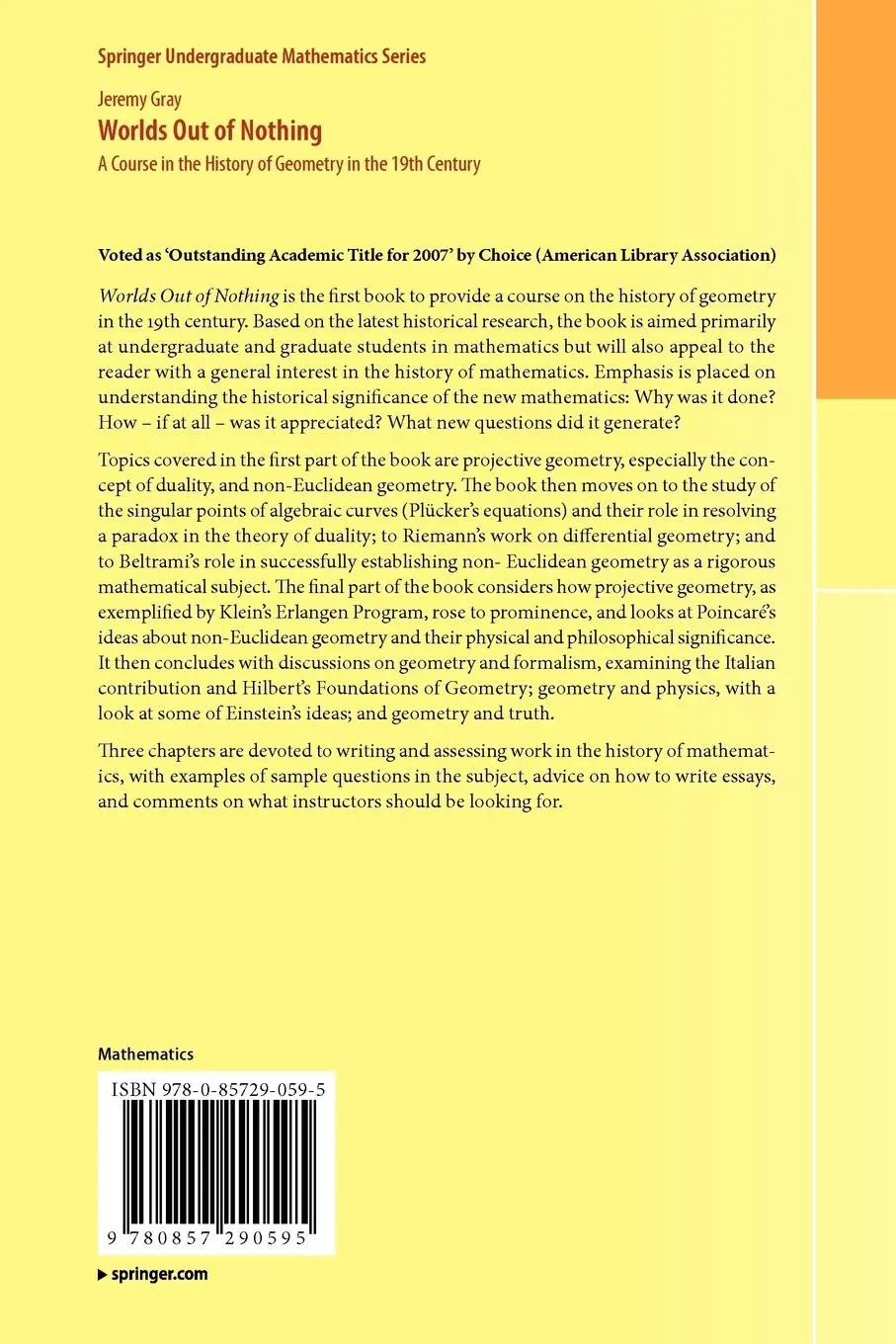 Rückseite: 9780857290595 | Worlds Out of Nothing | Jeremy Gray | Taschenbuch | xxvi | Englisch