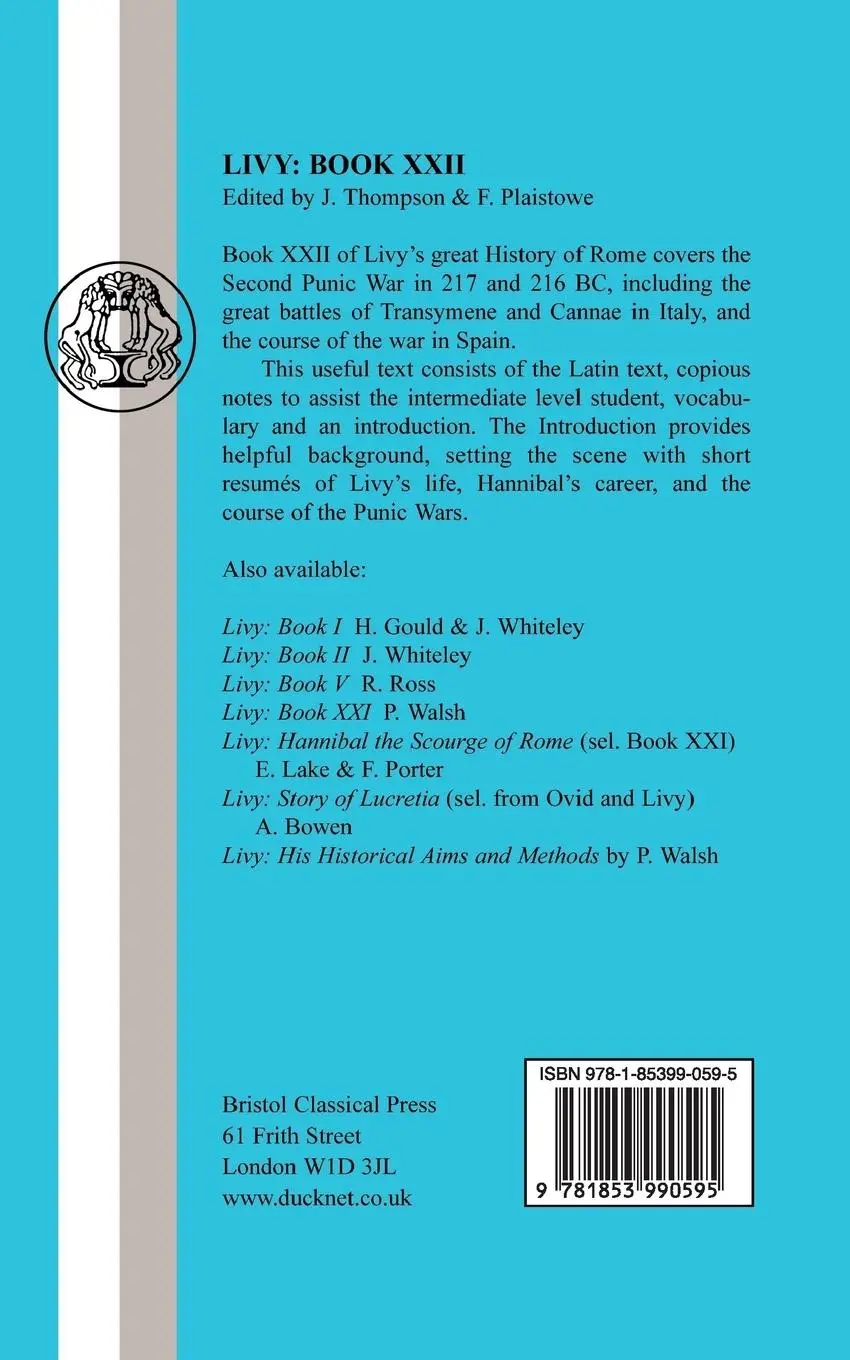 Rückseite: 9781853990595 | Livy, Book XXII | J. Thompson (u. a.) | Taschenbuch | Englisch | 2013