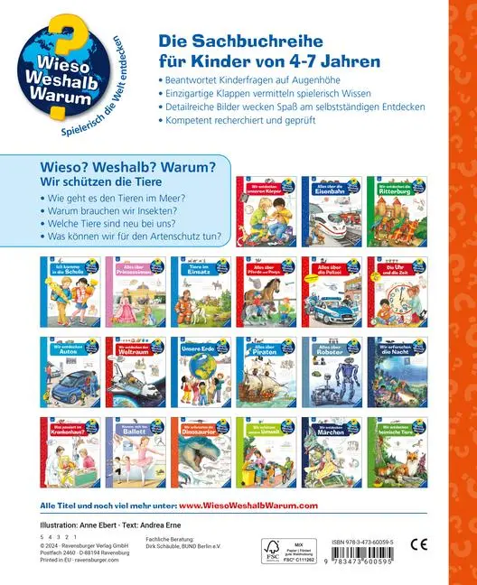 Bild: 9783473600595 | Wieso? Weshalb? Warum?, Band 43 - Wir schützen die Tiere | Andrea Erne