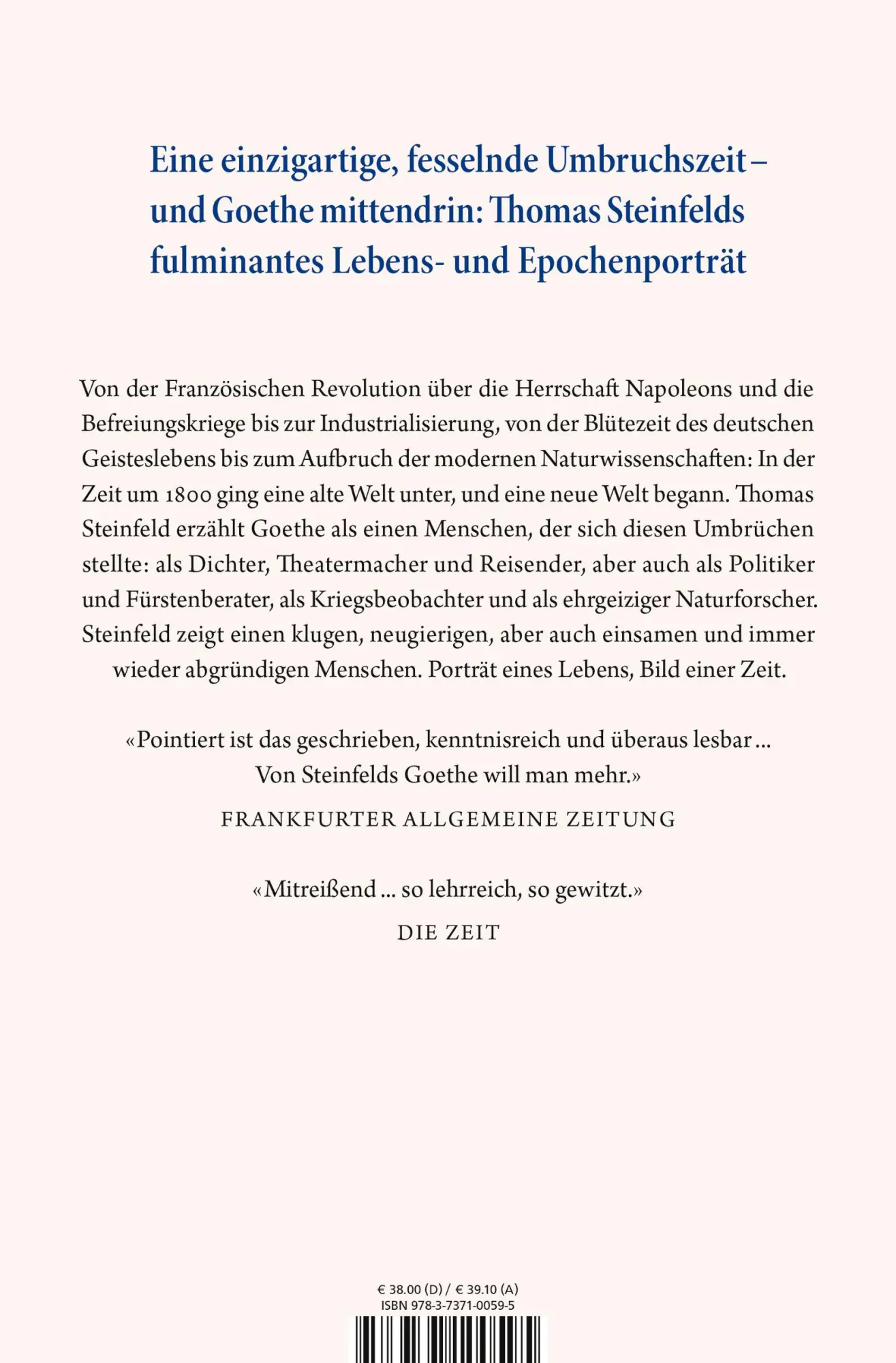 Rückseite: 9783737100595 | Goethe | Thomas Steinfeld | Buch | 784 S. | Deutsch | 2024