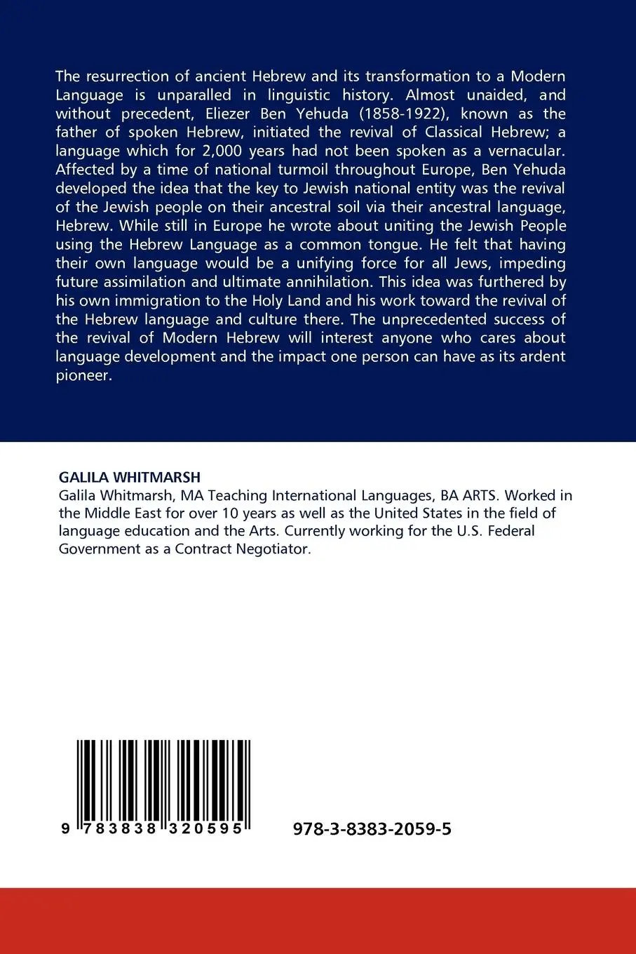 Rückseite: 9783838320595 | Eliezer Ben Yehuda and the Revival of Modern Hebrew | Galila Whitmarsh