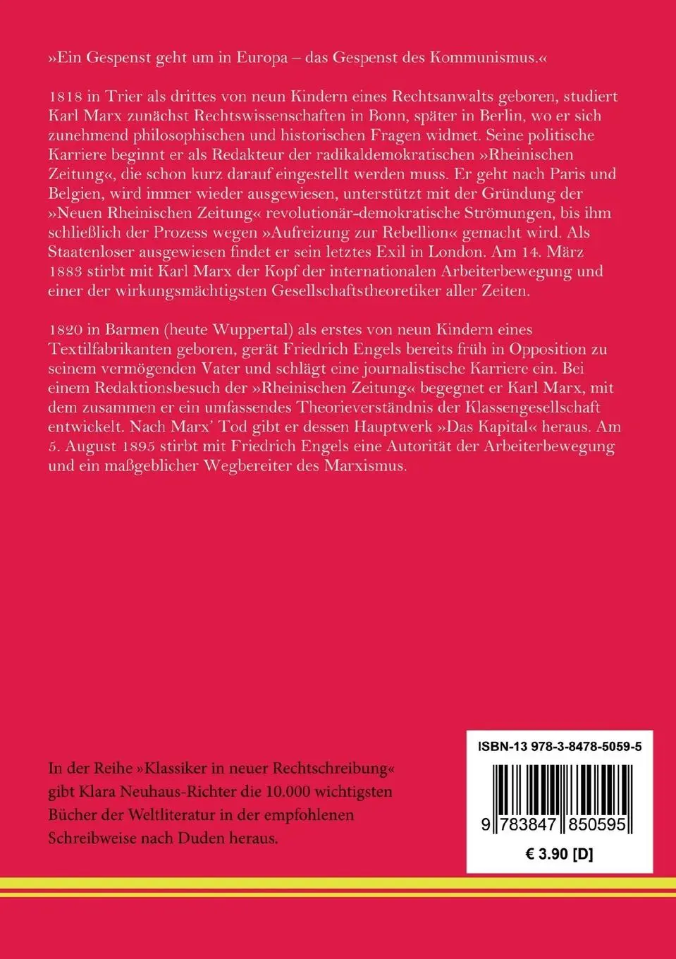 Rückseite: 9783847850595 | Manifest der kommunistischen Partei | Karl Marx (u. a.) | Taschenbuch