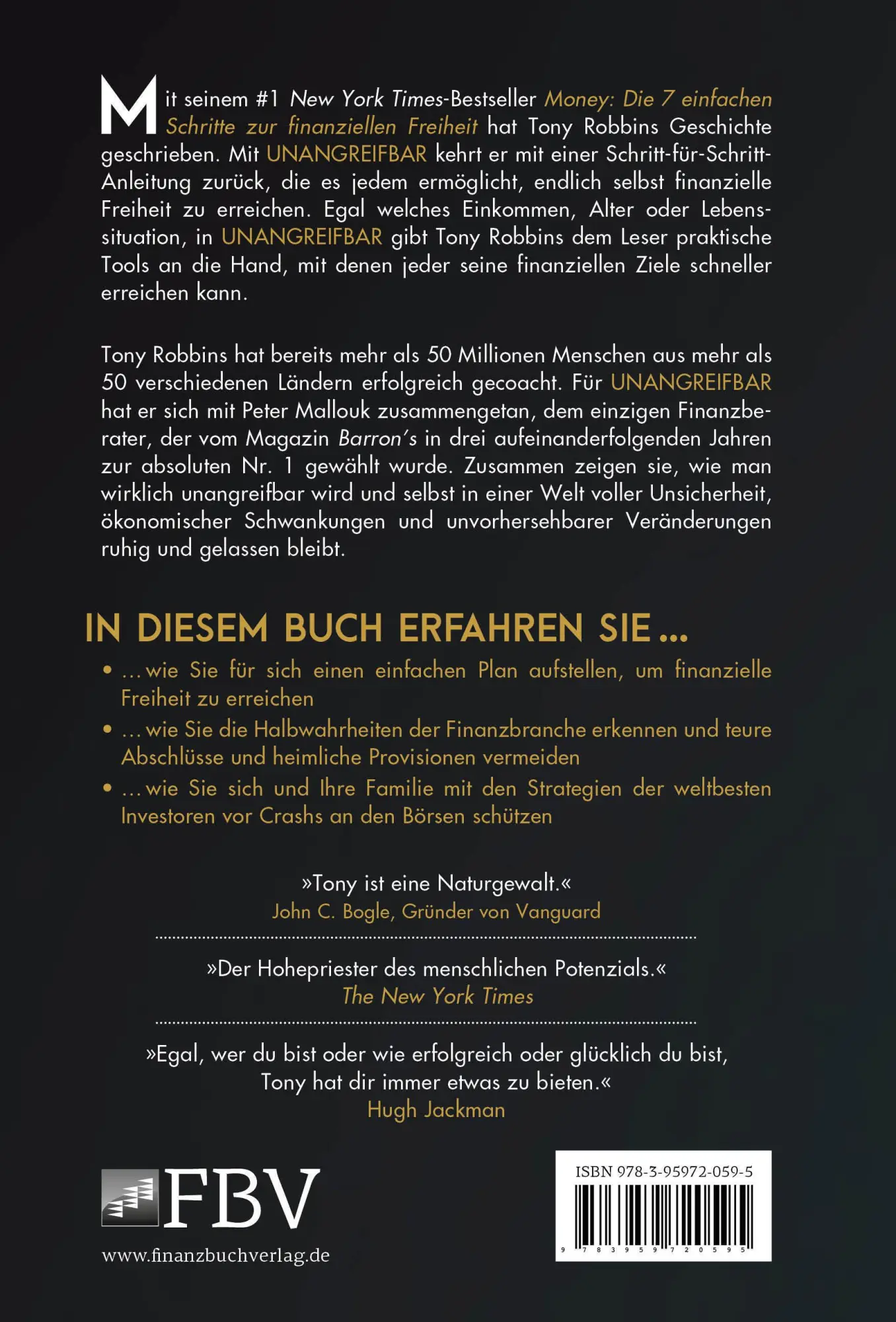 Rückseite: 9783959720595 | UNANGREIFBAR | Deine Strategie für finanzielle Freiheit | Tony Robbins
