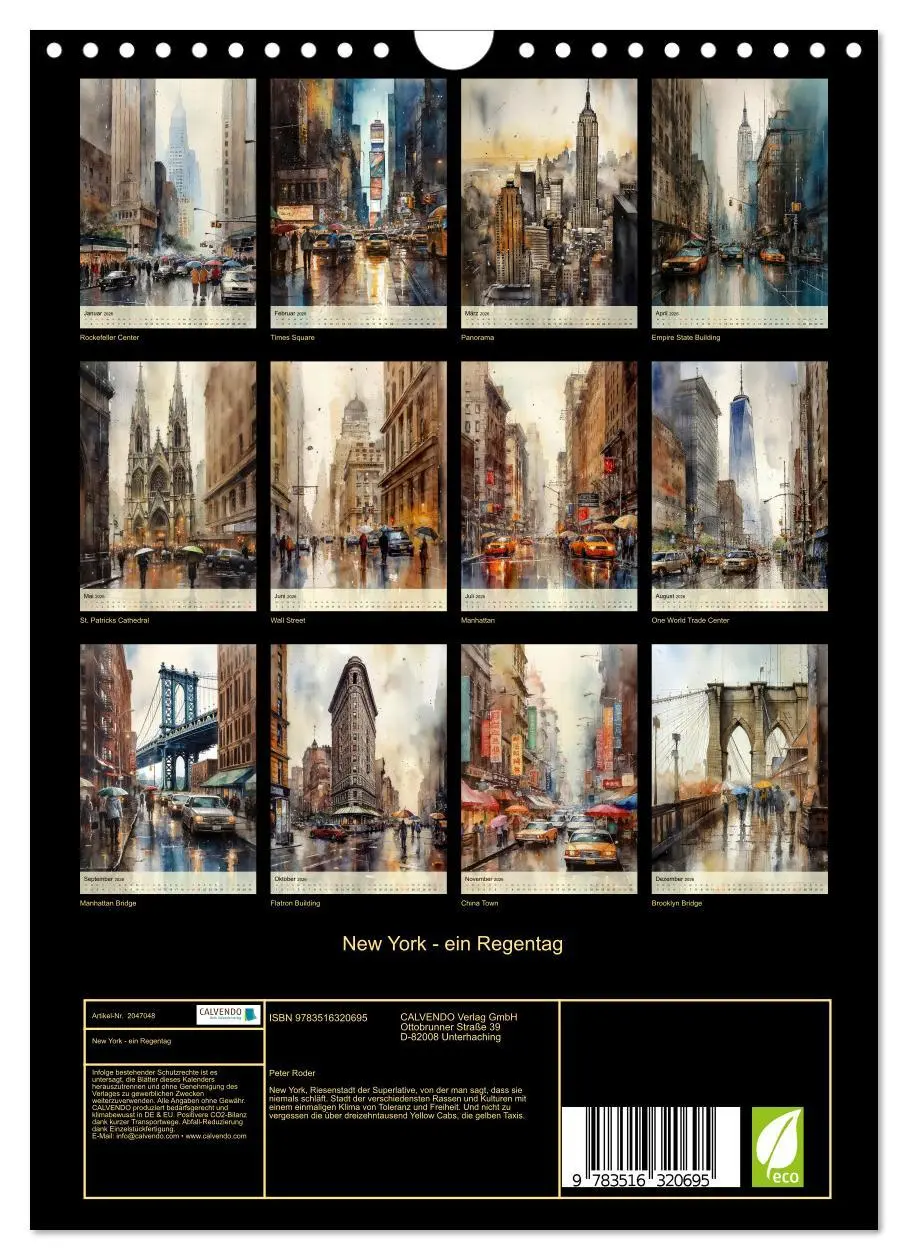 Bild: 9783516320695 | New York - ein Regentag (Wandkalender 2026 DIN A4 hoch), CALVENDO...