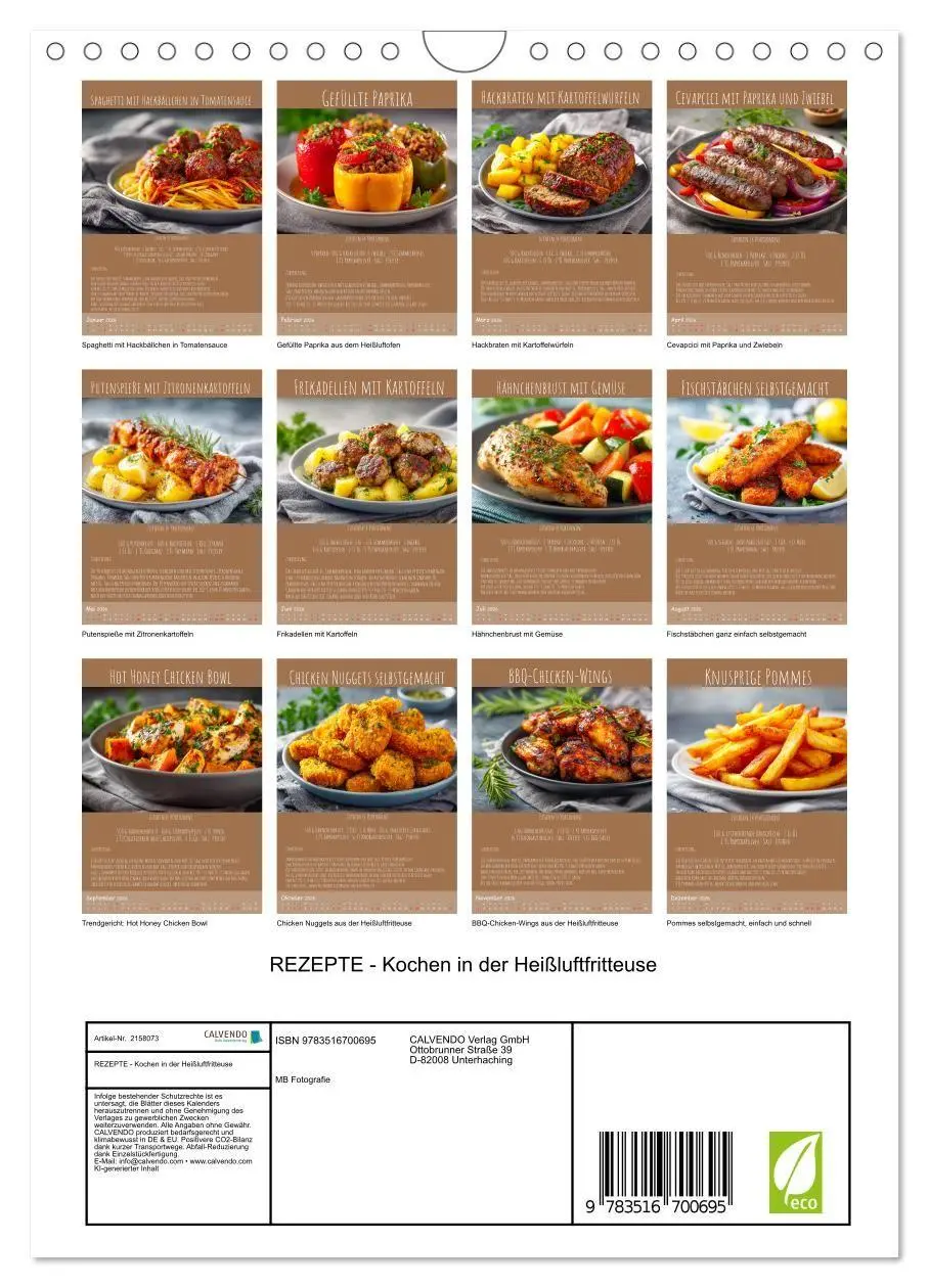Bild: 9783516700695 | REZEPTE - Kochen in der Heißluftfritteuse (Wandkalender 2026 DIN A4...