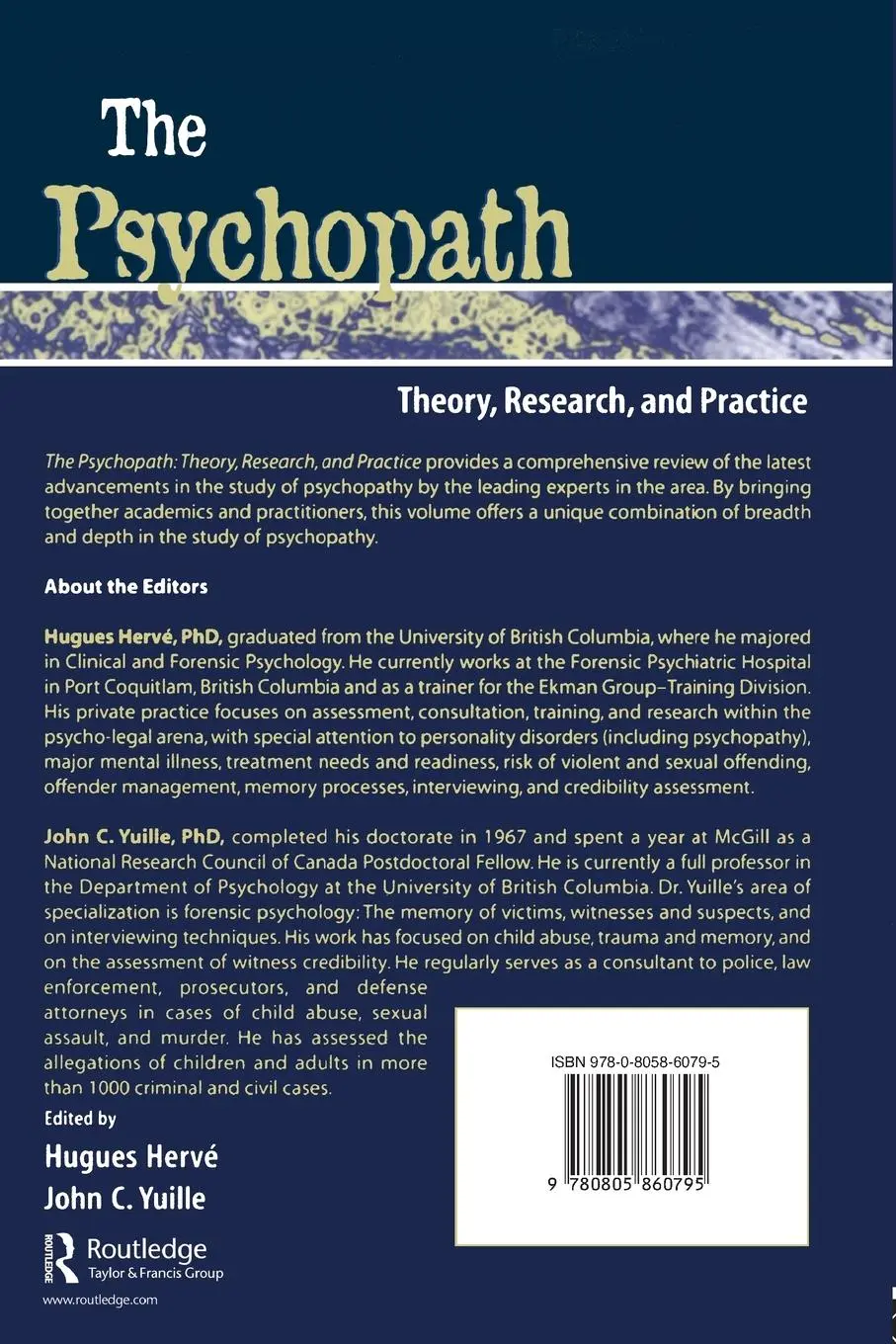 Rückseite: 9780805860795 | The Psychopath | Theory, Research, and Practice | Hugues Herve (u. a.)