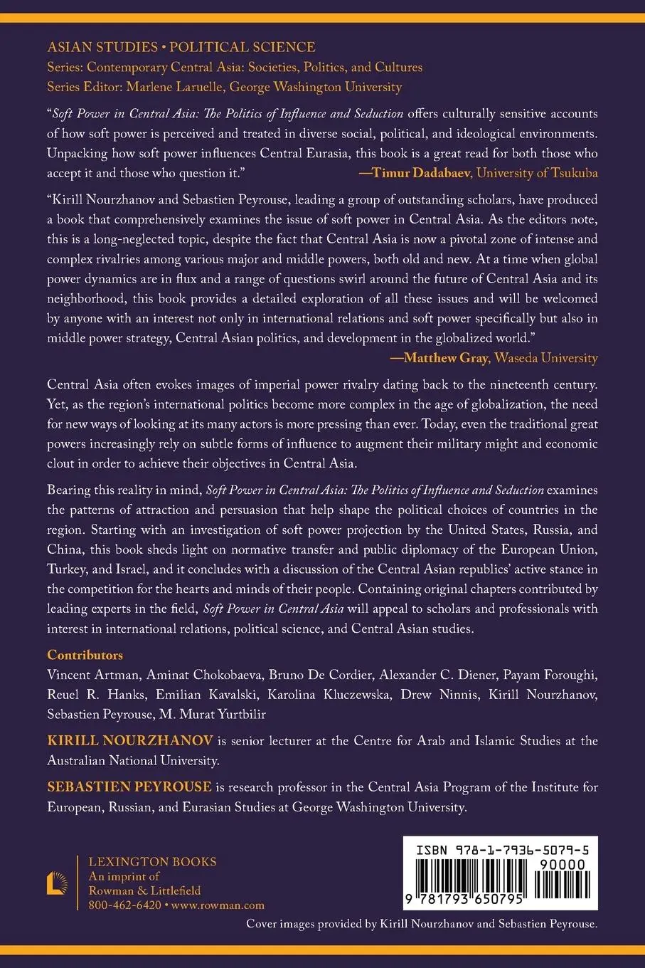 Rückseite: 9781793650795 | Soft Power in Central Asia | The Politics of Influence and Seduction