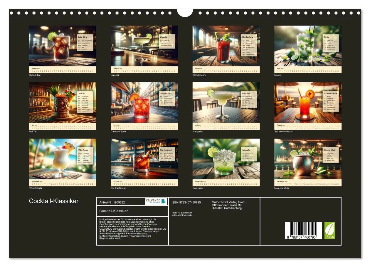 Bild: 9783457460795 | Cocktail-Klassiker (Wandkalender 2026 DIN A3 quer), CALVENDO...