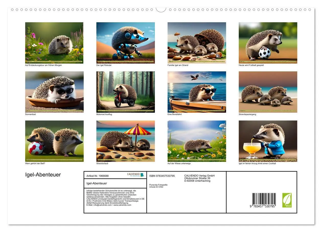 Bild: 9783457530795 | Igel-Abenteuer (hochwertiger Premium Wandkalender 2026 DIN A2...