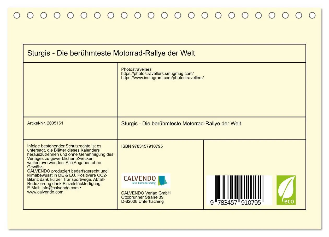 Bild: 9783457910795 | Sturgis - Die berühmteste Motorrad-Rallye der Welt (Tischkalender...
