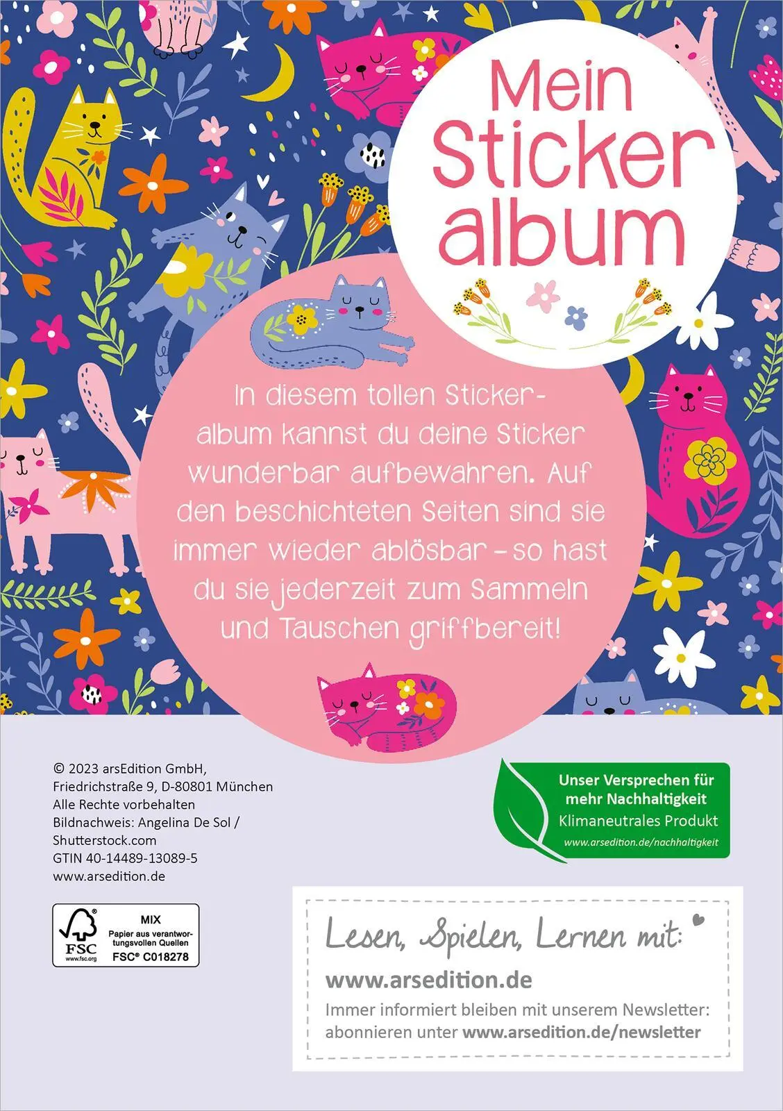 Rückseite: 4014489130895 | Mein Stickeralbum - Katzen | Broschüre | Stickeralbum | Softcover