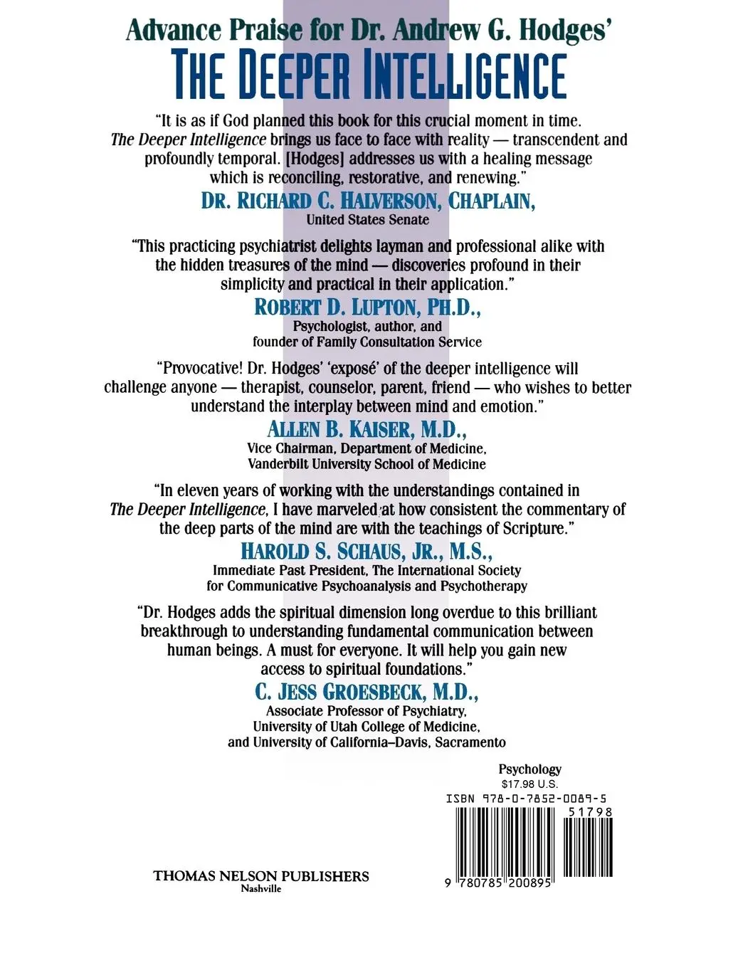 Rückseite: 9780785200895 | The Deeper Intelligence | Andrew G. Hodges | Taschenbuch | Englisch
