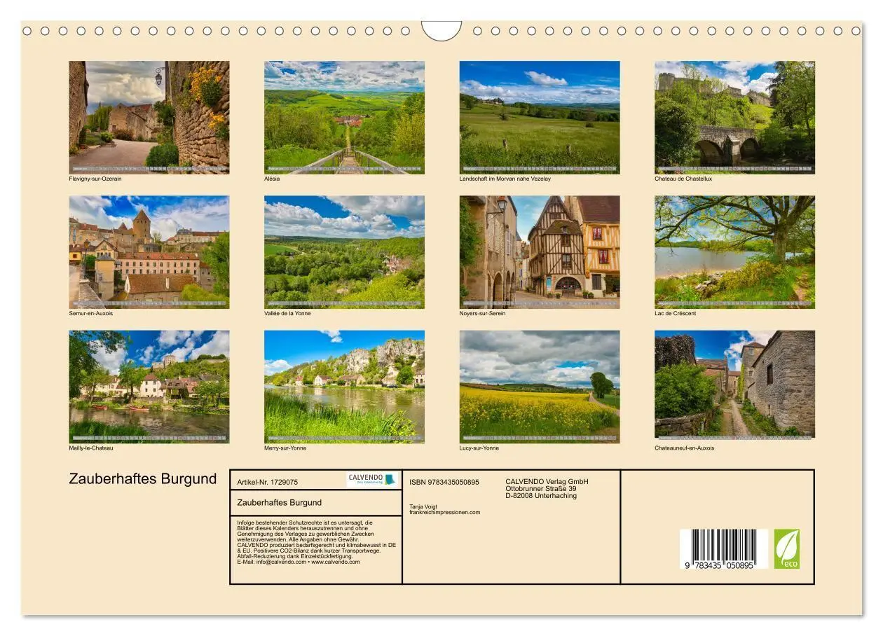Bild: 9783435050895 | Zauberhaftes Burgund (Wandkalender 2025 DIN A3 quer), CALVENDO...