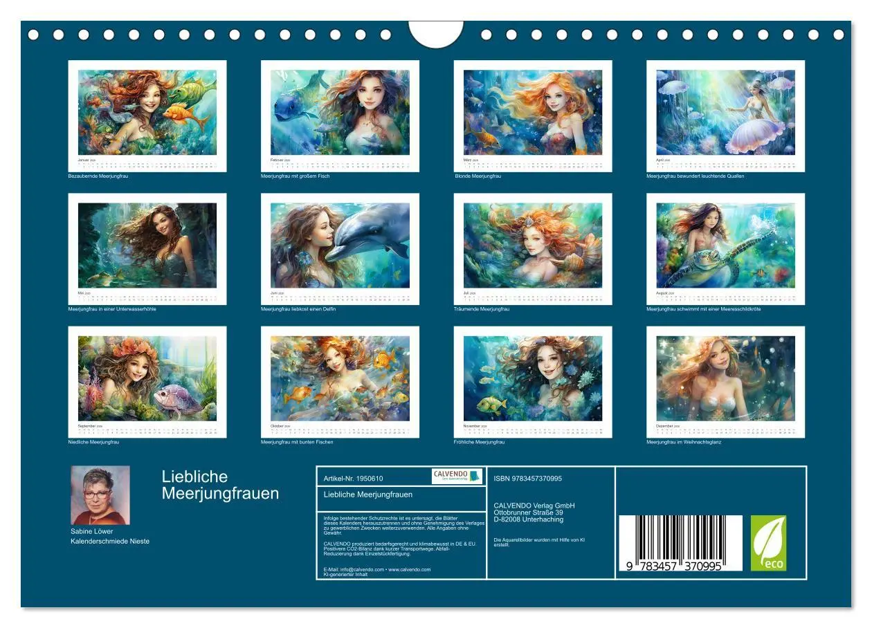 Bild: 9783457370995 | Liebliche Meerjungfrauen (Wandkalender 2026 DIN A4 quer), CALVENDO...