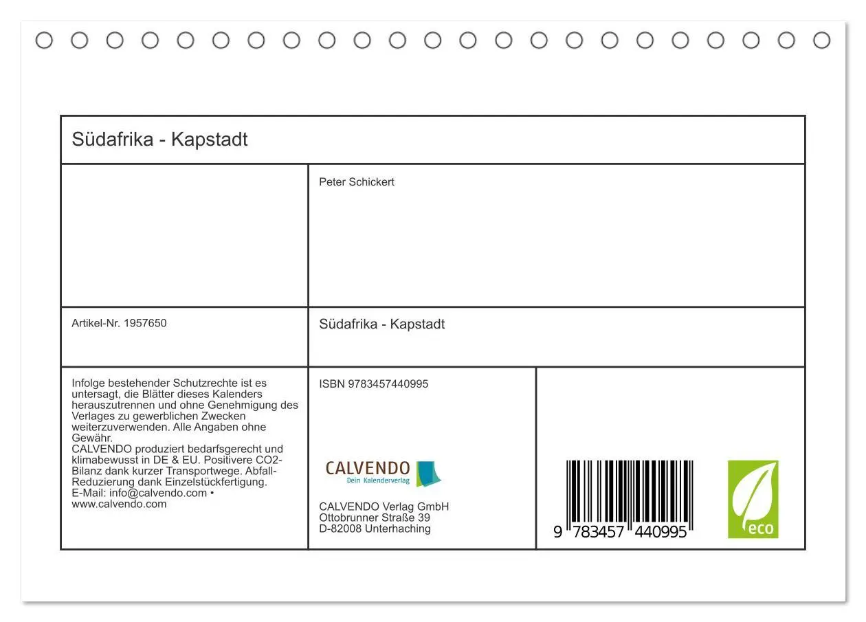 Bild: 9783457440995 | Südafrika - Kapstadt (Tischkalender 2026 DIN A5 quer), CALVENDO...