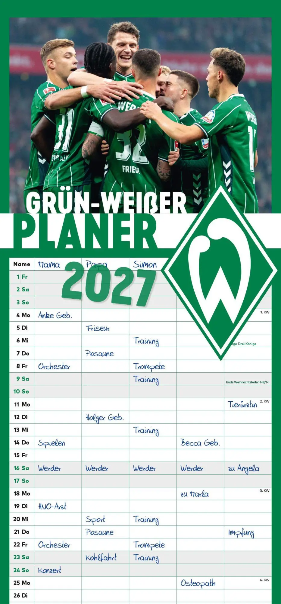 Cover: 4260344861095 | grün-weißer Planer 2027 | Carl Ed. Schünemann KG | Kalender | 14 S.