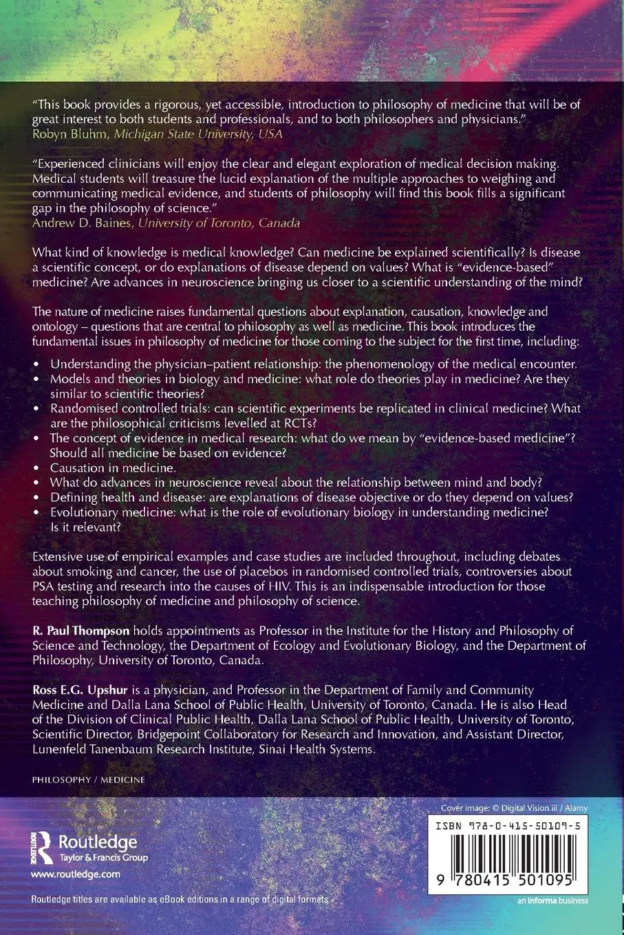 Rückseite: 9780415501095 | Philosophy of Medicine | An Introduction | R. Paul Thompson (u. a.)