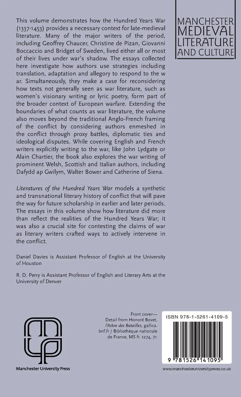 Rückseite: 9781526141095 | Literatures of the Hundred Years War | Daniel Davies (u. a.) | Buch