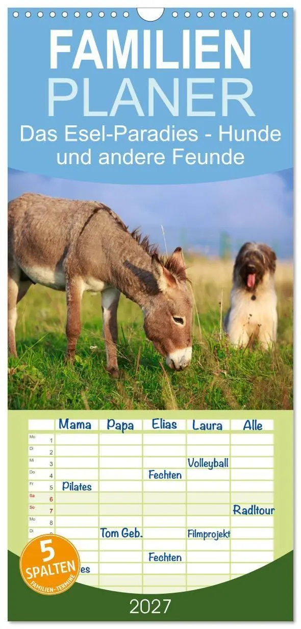 Cover: 9783594331095 | Familienplaner 2027 - Das Esel-Paradies - Hunde und andere Feunde...