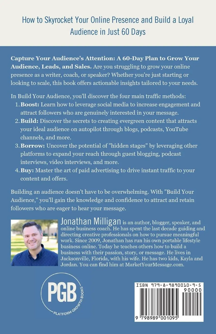 Rückseite: 9798989001095 | Build Your Audience | Jonathan Milligan | Taschenbuch | Englisch