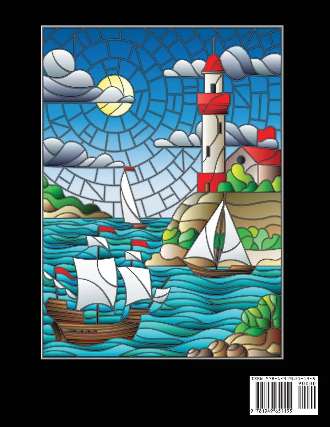Rückseite: 9781949651195 | Stained Glass Coloring Book | Nature and Landscapes | Coloring | Buch