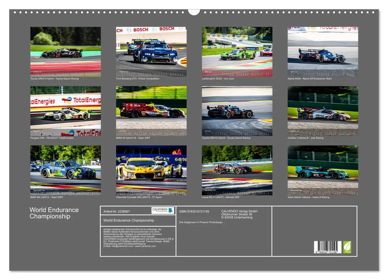 Bild: 9783516721195 | World Endurance Championship (Wandkalender 2026 DIN A2 quer),...