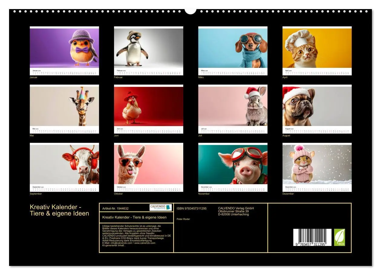 Bild: 9783457311295 | Kreativ Kalender - Tiere &amp; eigene Ideen (hochwertiger Premium...
