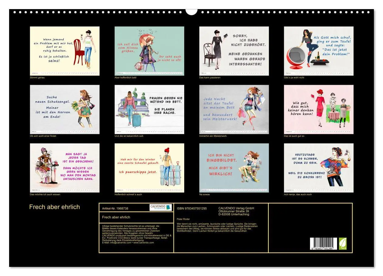 Bild: 9783457551295 | Frech aber ehrlich (Wandkalender 2026 DIN A2 quer), CALVENDO...