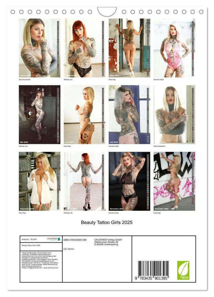 Bild: 9783435901395 | Beauty Tattoo Girls 2025 (Wandkalender 2025 DIN A4 hoch), CALVENDO...