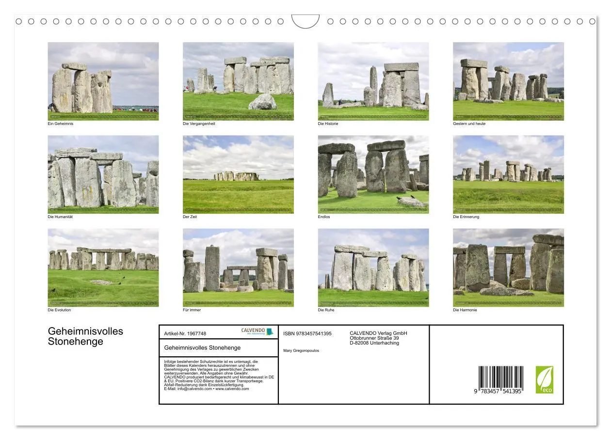 Bild: 9783457541395 | Geheimnisvolles Stonehenge (Wandkalender 2026 DIN A3 quer),...