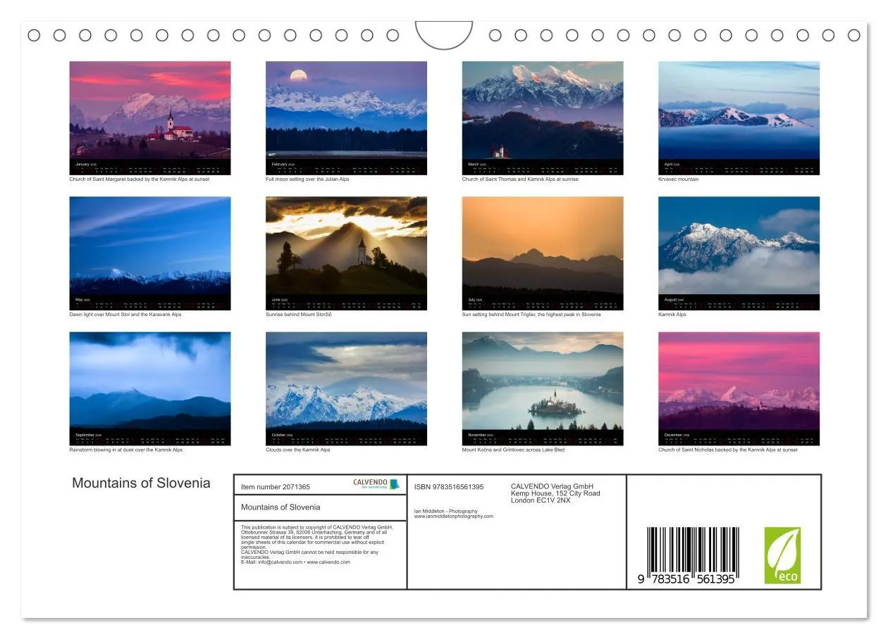 Bild: 9783516561395 | Mountains of Slovenia (Wall Calendar 2026 DIN A4 landscape),...
