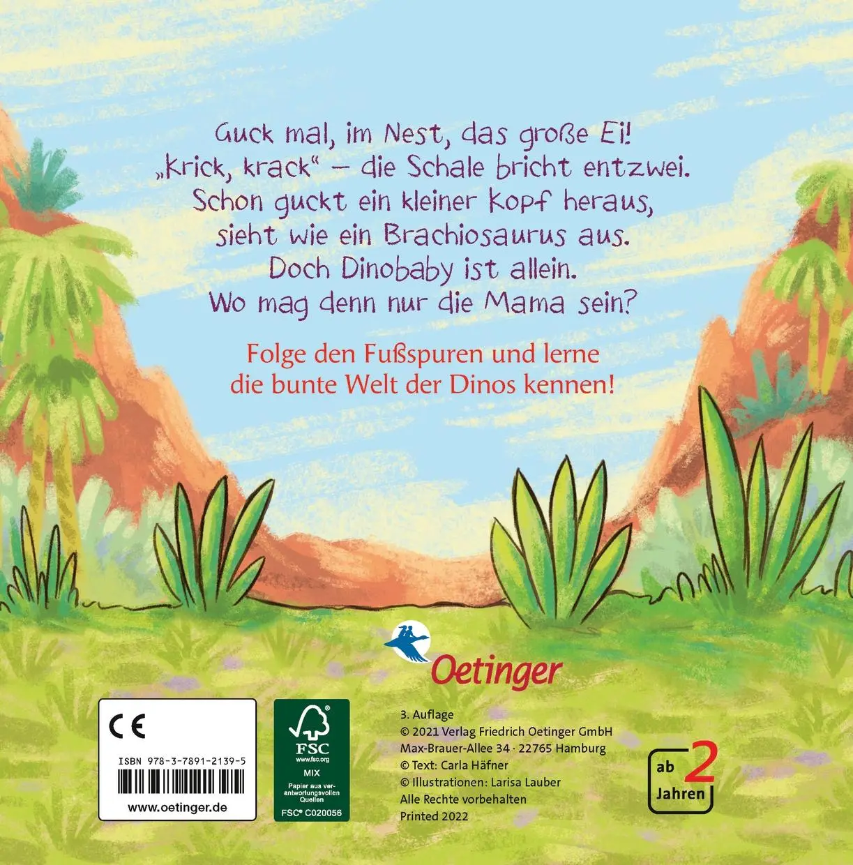 Rückseite: 9783789121395 | Der kleine Dino sucht seine Mama | Carla Häfner | Buch | PAPPE | 14 S.