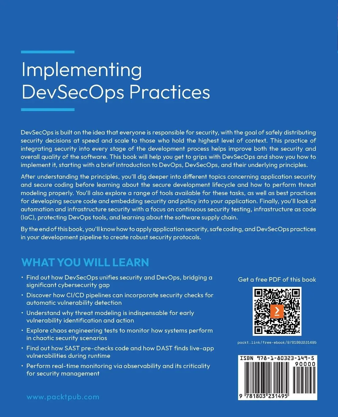 Rückseite: 9781803231495 | Implementing DevSecOps Practices | Vandana Verma Sehgal | Taschenbuch