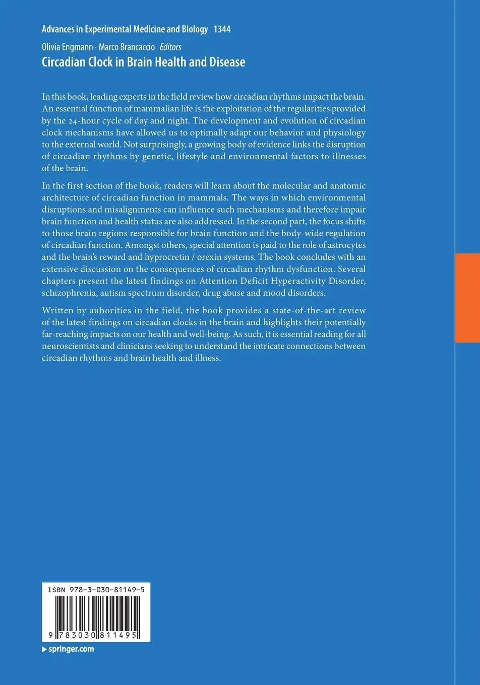 Rückseite: 9783030811495 | Circadian Clock in Brain Health and Disease | Marco Brancaccio (u. a.)