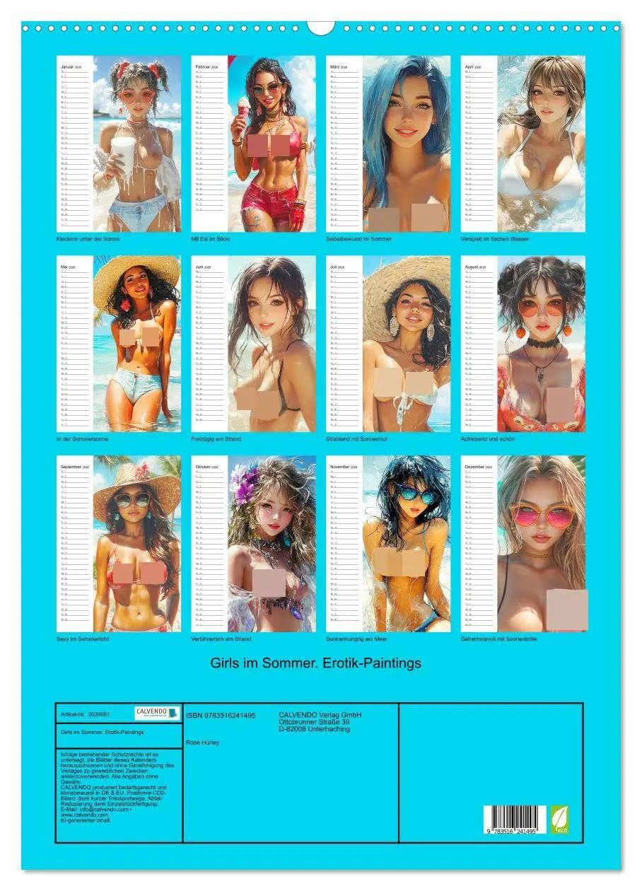 Bild: 9783516241495 | Girls im Sommer. Erotik-Paintings (Wandkalender 2026 DIN A2 hoch),...