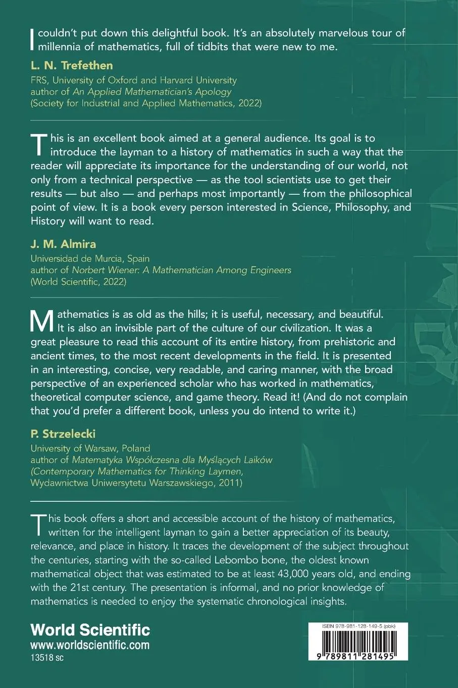 Rückseite: 9789811281495 | BRIEF HISTORY OF MATHEMATICS FOR CURIOUS MINDS, A | Krzysztof R Apt