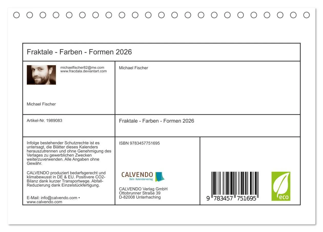 Bild: 9783457751695 | Fraktale - Farben - Formen 2026 (Tischkalender 2026 DIN A5 quer),...
