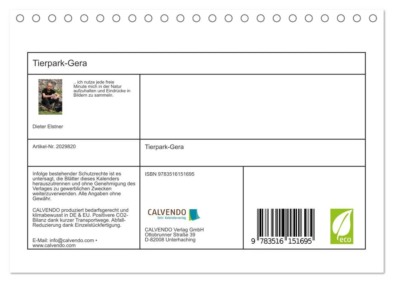Bild: 9783516151695 | Tierpark-Gera (Tischkalender 2026 DIN A5 quer), CALVENDO...