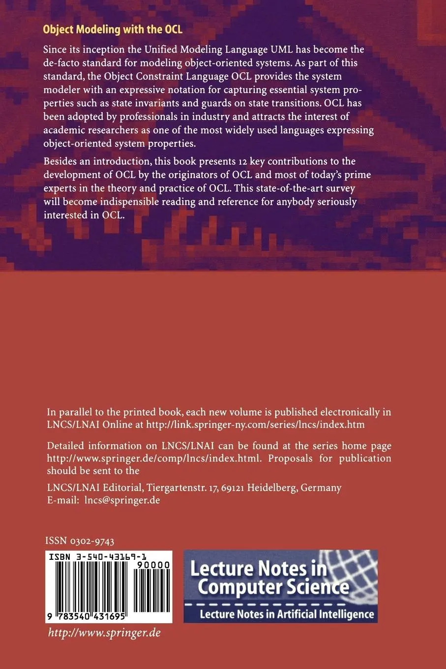 Rückseite: 9783540431695 | Object Modeling with the OCL | Jos Warmer (u. a.) | Taschenbuch | viii