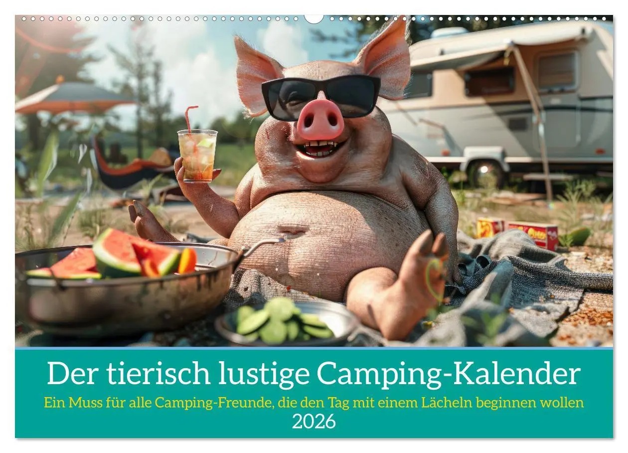 Cover: 9783457361795 | Der tierisch lustige Camping-Kalender (Wandkalender 2026 DIN A2...