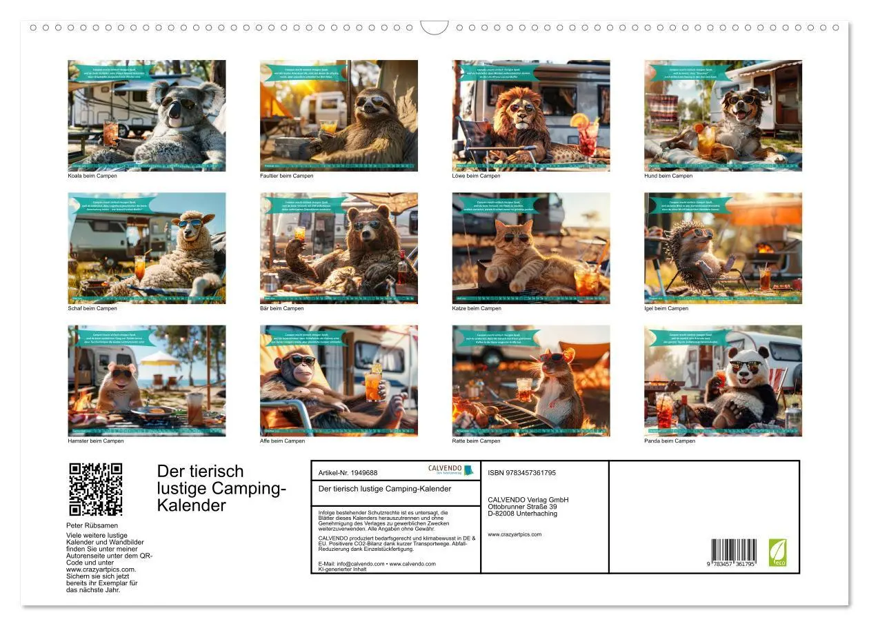 Bild: 9783457361795 | Der tierisch lustige Camping-Kalender (Wandkalender 2026 DIN A2...