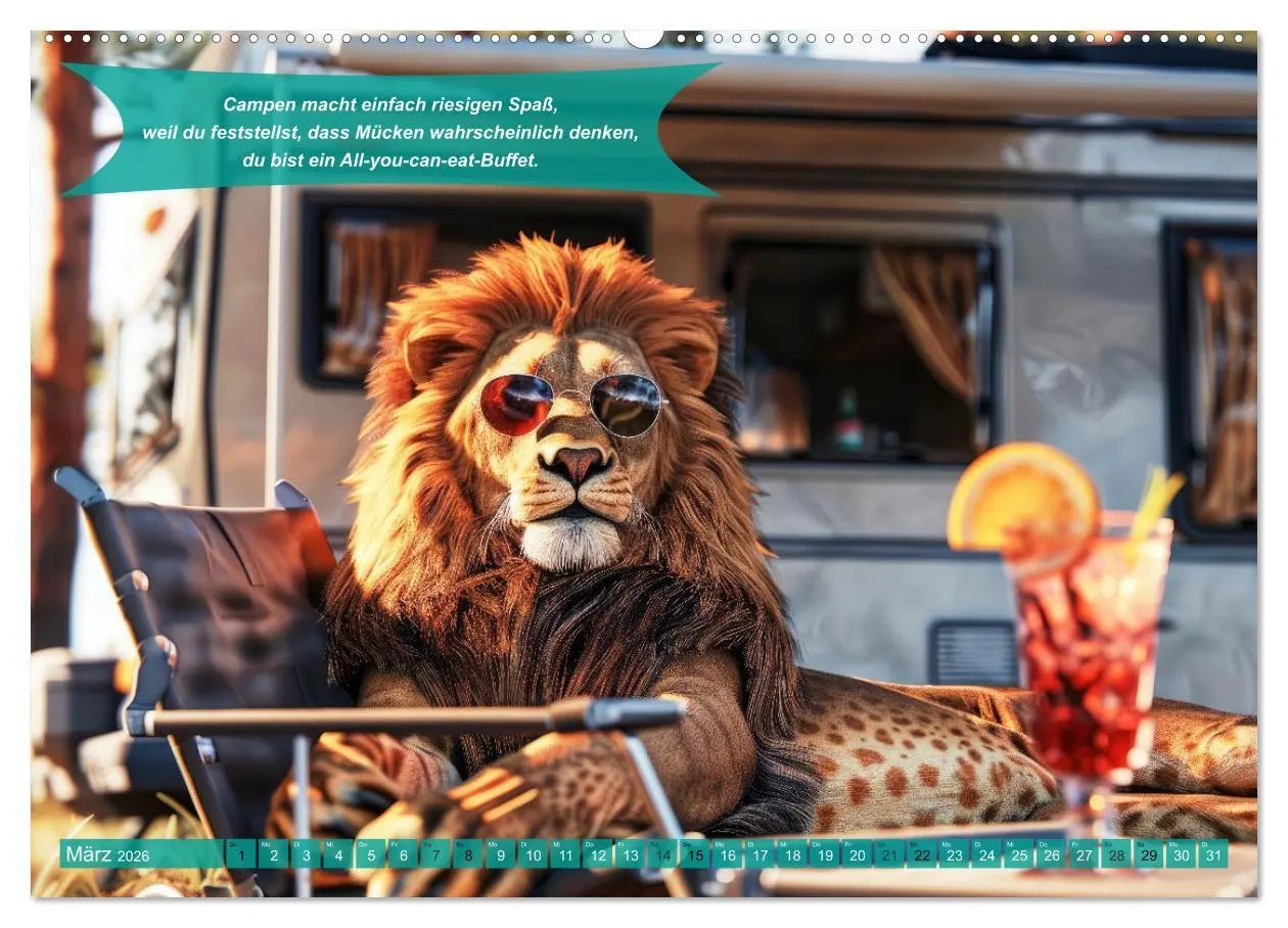 Bild: 9783457361795 | Der tierisch lustige Camping-Kalender (Wandkalender 2026 DIN A2...
