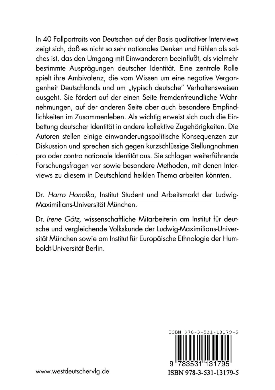 Rückseite: 9783531131795 | Deutsche Identität und das Zusammenleben mit Fremden | Fallanalysen