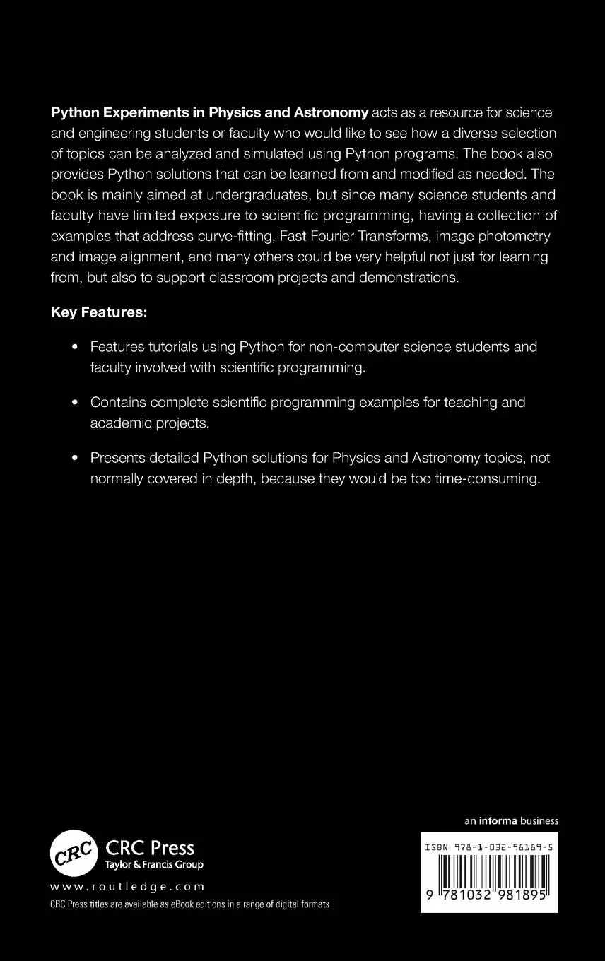 Rückseite: 9781032981895 | Python Experiments in Physics and Astronomy | Padraig Houlahan | Buch